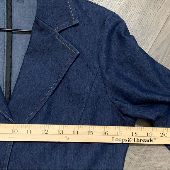 ERIK STEWART Vintage Denim Blazer Women's Sz 2 Dark Blue Two Button Pocket. - Picture 9 of 13